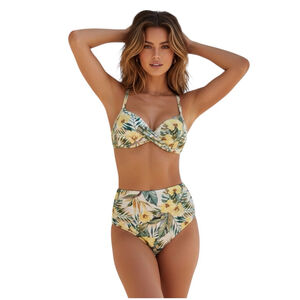 Athena Tropical Floral High Waist Bikini Set Top 12 Bottom 8